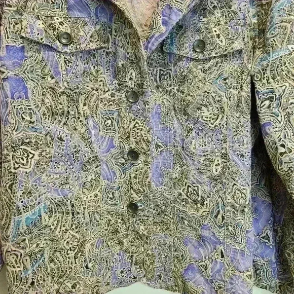 Analogy Woman Button-up Tapestry Lightweight Textured Jacket Size 1X - Picture 4 of 8